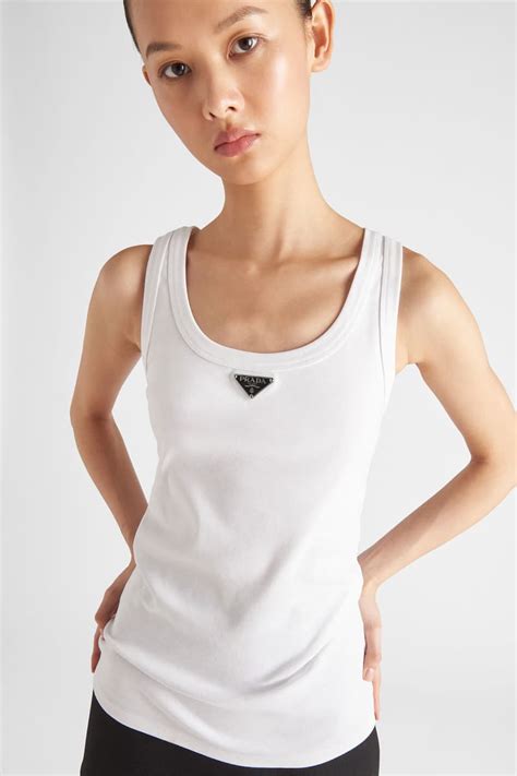 prada white tanktop|Prada tank top.